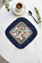 Luxurious Animal Patterned Fringed Presentation Decoration Handkerchief - Natural Floral Bohemian Navy Blue Coffee Side Napkin - 3