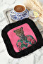 Luxury Floral Leopard Tassel Presentation Napkin - Leopard Portrait Design Bohemian Pink Coaster Tissue - 2