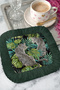 Exotic Charm Fringed Presentation Decoration Handkerchief-Wild Nature Tropical Bohemian Green Coffee Side Napkin - 7