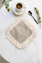 Luxurious Cream Fringed Coffee Side Presentation Cocktail Napkin - Minimalist Stylish Rustic Beige Coaster Tissue - 2