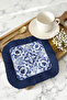 Baroque Stylish Fringed Presentation Decoration Handkerchief - Elegant Blue Mediterranean Style Navy Blue Fringed Coffee Napkin - 6
