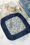 Palace Splendor Fringed Presentation Napkin-Mediterranean Breeze Classic Navy Blue Coaster Serving Tissue - 6
