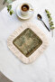 Avant-Garde Elegant Fringed Presentation Napkin-Artistic Nature Classic Vintage Green Beige Coaster Tissue - 4