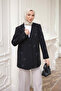 Black Stone Detailed Lined Jacket