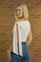 Women's Asymmetrical Collar Shoulder Tie Detailed Stretchy Blouse Body - 3