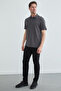 Honeycomb Fabric Snap Fastener Polo Collar T-Shirt - 4