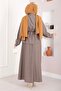Stone Embellished Waist Tunnel Skirt Suit Mink - 4