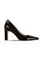 Afy Women's Pointed Toe Thick Patent Leather Heeled Shoes 4361
