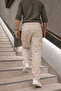 Men's High Waist Wide Leg Beige Cargo Baggy Pants - 6