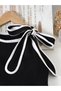 Girls Sleeveless Dress with Ribbon Shoulder Detail and Stripes - 3