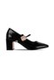 Quiny Women's Single Strap Gold Buckle Detailed Patent Leather Heeled Shoes 4363