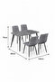 Modern Grey Dining Room Set 4 Fabric Chairs Stone Pattern Table Black Metal Legs 130x80cm Kit - 5