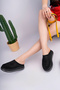 Brenda Model Genuine Leather Black Suede Perforated Thick Sole Women's Slippers - 5