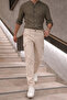 Men's High Waist Wide Leg Beige Cargo Baggy Pants - 2