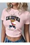 Women's California Bear Printed Crew Neck Slim Crop Tshirt - 3