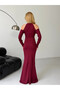 Modal Fabric Lycra Accessory Detail Maxi Dress Burgundy - 6