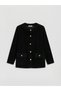 Lcw Grace Black Velvet Plain Midi Women's Cardigan with Nevavm Difference