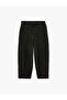 Ribbed Wide-Leg Balloon Pants with Elastic Waist and Ties - 2