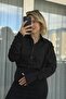 Cuffed Long Sleeve Gathered Black Shirt - 2