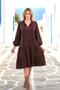 Brown and Collar-Tie Knee-Length Dress