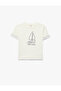 Embroidery Detailed Short Sleeve Crew Neck Cotton Oversize T-Shirt