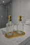 Glass Liquid Soap Dispenser with Bamboo Base, 2 Pieces
