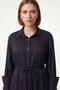 Women's Black Summer Dress with Special Accessories and Buttoned Belt - 3