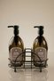 Set of 2 Amber Soap Dispensers 500 ml - Metal Stand with Sponge Compartment - Soap Dispenser, Detergent Dispenser - 500Hdccmtl