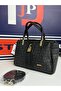 Women's Black Monogram Hand and Shoulder Bag New Season 2201MH - 4