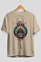 Valhalla Front Printed Beige Oversize T-Shirt Men Women Cotton Crew Neck T-Shirt
