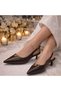 (Bono) Short Heeled Closed Toe Women's Shoes Brown