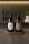 Set of 2 Amber Soap Dispensers with Wooden Stand 500 ml - Kitchen Detergent Dispenser and Liquid Soap Dispenser - 500Hdgcoval - 8