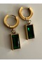 Steel Green Zircon Stone Earrings - 4