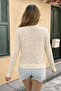 Baklava Pattern V-Neck Buttoned 100% Cotton Women's Knitwear Cardigan - 4