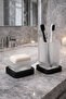 Glass 2-Piece Bathroom Set Toothbrush Holder & Soap Dish
