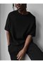 Men's Half Oversize Knitwear Shorts T-Shirt Set Striped Knitted Crew Neck Summer Top and Bottom Set - 3
