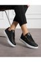 Women's Sneaker Daily Light Sole Lace-Up Zippered Sports Shoes 395 Black Gold - 5