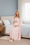 New Season Powder Shawl Collar Lace Detailed Full Length Long Sleeve Buttoned Maternity Maternity Dressing Gown Nightgown Set - 5