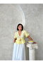 Front Tie Embroidered Voile Blouse - Yellow |   D2820 - 2
