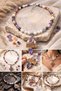 "Royal Whisper" Amethyst & Real Freshwater Pearl Special Design Necklace with Agate and Jasper Natural Stones