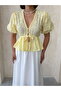 Front Tie Embroidered Voile Blouse - Yellow |   D2820 - 3