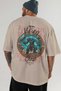 Hrungnir Back Printed Beige Oversize T-Shirt Men's Women's Cotton Crew Neck T-Shirt - 5