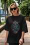 Frigg Front Printed Black Oversize T-Shirt Men Women Cotton Crew Neck T-Shirt - 5