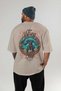 Hrungnir Back Printed Beige Oversize T-Shirt Men's Women's Cotton Crew Neck T-Shirt - 4