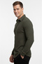 Khaki Slim Fit Knitted Fabric Lycra Men's Shirt – Breathable, Flexible, and Modern Design 2602604 - 4