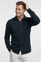 Navy Blue Slim Fit Knitted Fabric Lycra Men's Shirt - Breathable, Flexible, and Modern Design 2602604 - 2