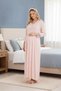New Season Powder Shawl Collar Lace Detailed Special Design Maternity Dressing Gown Nightgown Set - 2