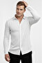 White Slim Fit Knitted Fabric Lycra Men's Shirt – Breathable, Flexible, and Modern Design 2602604 - 2