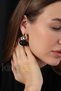 Giselle Model Modern Cut Resin Detailed Gold Color Coated Drop-Bonibon Earrings Black Gray Burgundy - 2