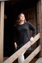 Women's Plus Size Embossed Tulle Floral Bead Detail Bottom Leather Look Flexible Viscose Long Sleeve Tunic - 6